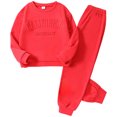 thumbnail image 1 of Hessimy Toddler Boys Girls Spring Summer Letter Solid Print Sweatshirt & Jogger Pants Long Sleeve Set（Red，8-9 Years）, 1 of 1