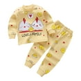thumbnail image 1 of Hessimy Toddler Boys Girls Spring Summer Long Sleeve Sweatshirt & Leggings 2Pcs Set Cute Casual Outfits（Light Yellow，3-4 Years）, 1 of 1