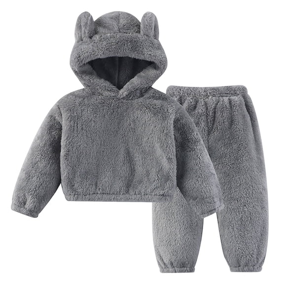 Hessimy Toddler Boys Girls Spring Summer Plain Soft Fabric 2Pcs Oversized Pullover Sweatshirt Cute Pants Casual Jogger Set, Oversized Soft Fabric Set(Grey,1-2 Years)