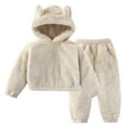 thumbnail image 1 of Hessimy Toddler Boys Girls Spring Summer Plain Soft Fabric 2Pcs Oversized Pullover Sweatshirt Cute Pants Casual Jogger Set, Oversized Soft Fabric Set(Beige,6-12 Months), 1 of 7