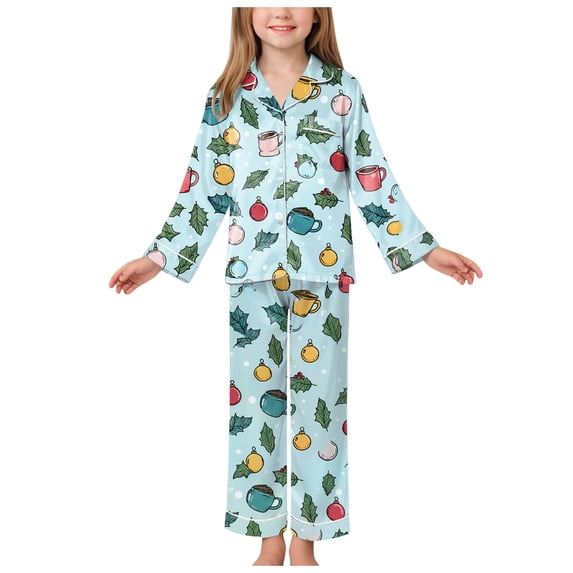 Hessimy Toddler Boys Girls Spring Summer Printed 2Pcs Tops Pants Casual Outdoor Sleepwear Pajamas Set, Printed Outdoor Pjs(Mint Green,11-12 Years)