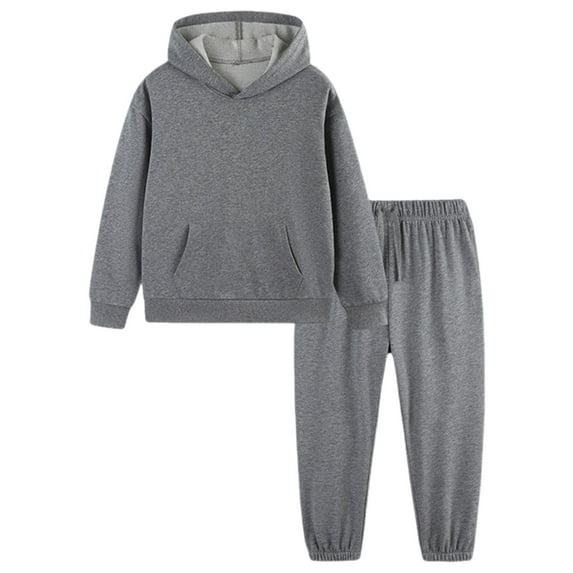 Hessimy Toddler Boys Girls Spring Summer Solid Color Set Long Sleeve Sweatshirt & Pants Casual Outfits(Dark Gray,3-4 Years)