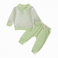 thumbnail image 1 of Hessimy Toddler Boys Girls Spring Summer Thermal Underwear Long Sleeve Shirts Elastic Waist Pants Plain Set(Green,18-24 Months), 1 of 7