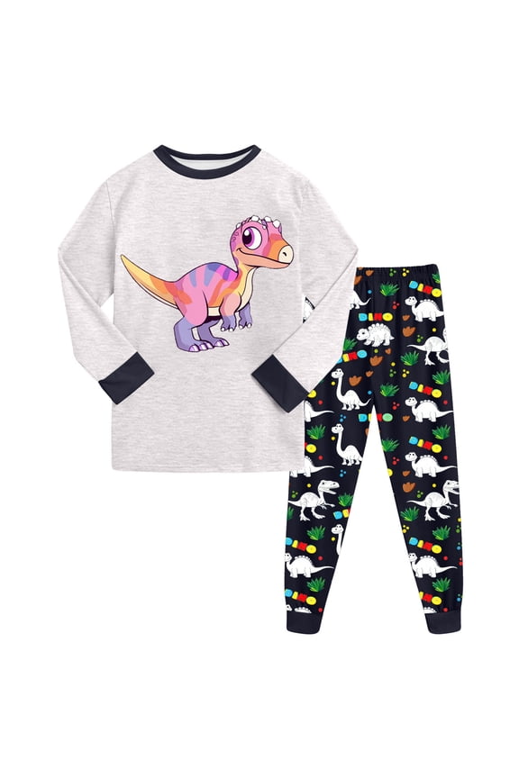 Toddler Boys Girls Summer Cute Cartoon Print 2Pcs Thermal Underwear Warm Spring Clothes Set, Summer Thermal Wear(Light Gray,2-3 Years)