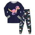 thumbnail image 1 of Hessimy Toddler Boys Girls Summer Cute Cartoon Print 2Pcs Thermal Underwear Warm Spring Clothes Set, Summer Thermal Wear(Navy,8-9 Years), 1 of 5