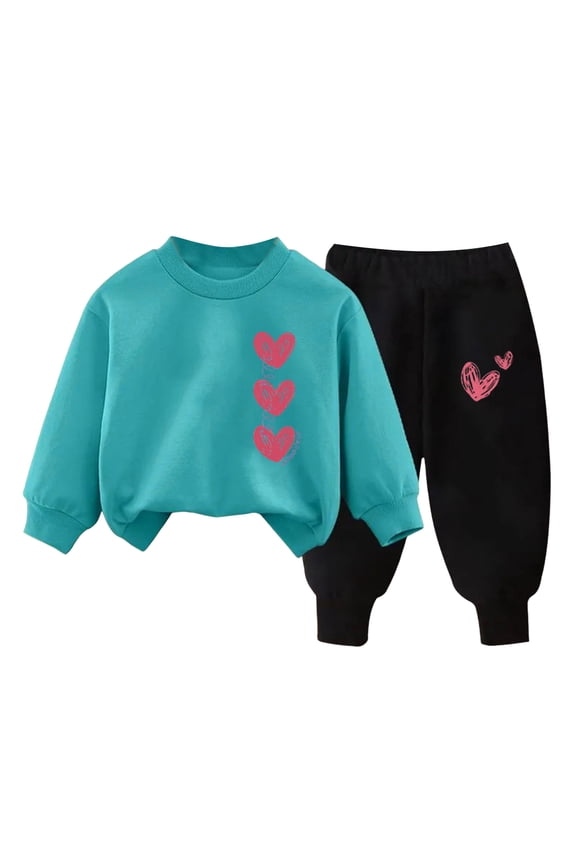 Toddler Boys Girls Valentine's Day 2Pcs Long Sleeve Shirt Pants Boutique Casual Outfits, Gentle On Skin(H,3-4 Years)