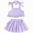 thumbnail image 1 of Hessimy Toddler Girl Athletic Summer Short Sleeve T-Shirt and Shorts Outfit Set,Active Sportswear(Purple,3-4 Years), 1 of 7
