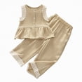 thumbnail image 1 of Hessimy Toddler Girl Clothes Cartoon Cotton Summer Short Sleeve T-Shirt and Shorts Kids Outfit Set,Cute Characters（Khaki,6-7 Years), 1 of 1
