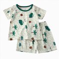 thumbnail image 1 of Hessimy Girls Short Sleeve Top and Shorts Snug Fit Cotton 2 Piece Pajama Set(Green,12-18 Months), 1 of 4