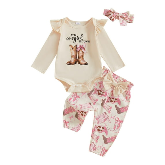 Hessimy Toddler Girl Clothes Top Pullover Print Pants Fall Winter Outfit Set Crew Neck Top Sweatshirt Baby Girl Winter Clothes Baby Girl Essentials (Beige,0-3 Months)