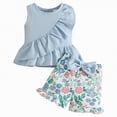 thumbnail image 1 of Hessimy Toddler Girl Cotton Short Sleeve Pajama Sets 2-Piece Sleepwear,Cozy Night Pjs(Light Blue,9-12 Months), 1 of 4