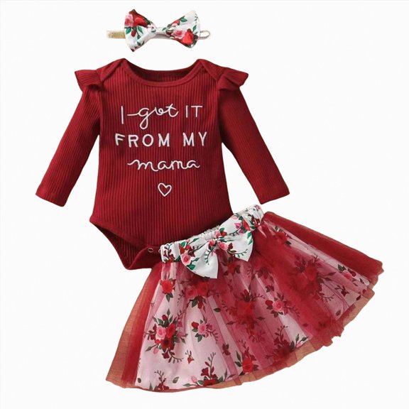 Hessimy Toddler Girl Cow Head Print Long Sleeve Romper Flared Pants Fall/Winter Girl Outfits Girls Pajamas Size 10-12 (Red,18-24 Months)
