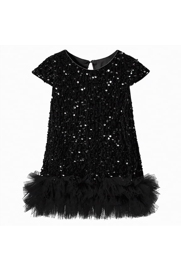 Toddler Girl Summer Beach Ruffle Tie Back Dress,cute casual(Black,2-3 Years)