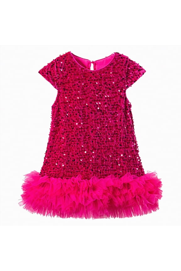 Toddler Girl Summer Beach Ruffle Tie Back Dress,cute casual(Hot Pink,3-4 Years)