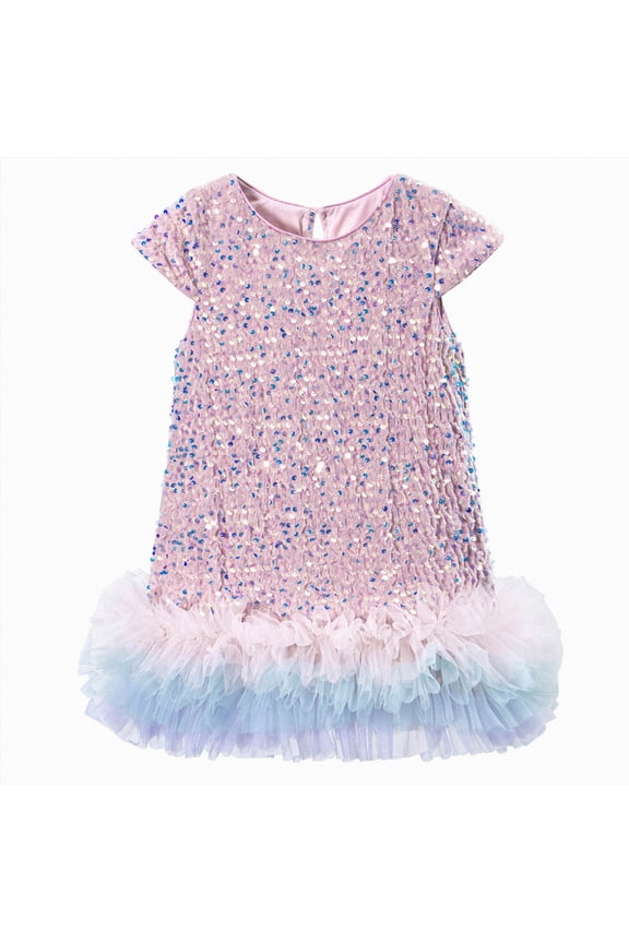 Toddler Girl Summer Beach Ruffle Tie Back Dress,cute casual(Pink,2-3 Years)