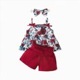 thumbnail image 1 of Hessimy Toddler Baby Girl Short Sleeve Shirt & Casual Shorts Set Summer Outfits 1-10 Years Clothes(Red,12-18 Months), 1 of 7