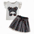 thumbnail image 1 of Hessimy Toddler Girl Summer Short Sleeves Print T-Shirt Elastic Waist Short Sets,Cute Comfy Outfit(Black,9-12 Months), 1 of 7