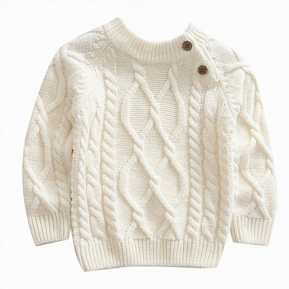 Hessimy Toddler Girl Sweater Cardigans Baby Long Sleeve Button Closure Open Front Knit Outfits Button Cardign Pullover Knit Outerwear Lightweight Girls Cardigan (White,4-5 Years)