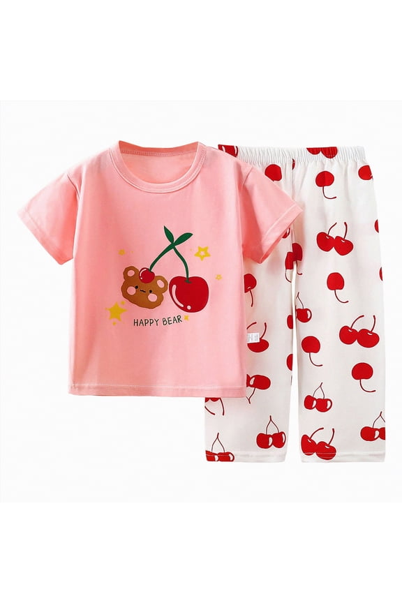 Toddler Girl's 2 Piece Summer Outfits Short Sleeve Tee Tops and Floral Print Shorts Set,Garden Blooms(Red,6-12 Months)