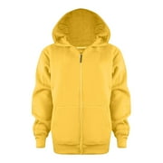 HESSIMY Toddler Girls' Boys' Cute Jackets & Coats Sweatshirt Color Solid Zip Long Hoodie Top Sleeve Up Kids Boys Girls Clothes(Z07-Yellow,G13-4 Years)