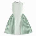 thumbnail image 1 of Hessimy Toddler Girls Contrast Mesh Puff Short Sleeve Flowy Bubble Casual Party Dress,holiday wear(Green,3-4 Years), 1 of 1