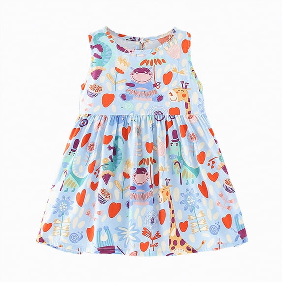 Hessimy Toddler Girls Cotton Summer Embroidery Applique Short Sleeve Dress,cute casual(Light Blue,3-4 Years)