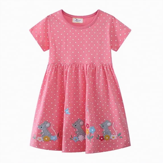 Hessimy Toddler Girls Fall Autumn Long Sleeve Cotton Casual Floral Jersey Dress,everyday wear(Red,4-5 Years)