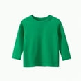 thumbnail image 1 of Hessimy Toddler Girls Fall Clothes Cute Graphic Printed Ruffle Long Sleeve Shirts Kids Casual Round Neck Knit Tops Boys Soft Solid Color Basic Tops Peplum Bottoming (Green,3-4 Years), 1 of 3