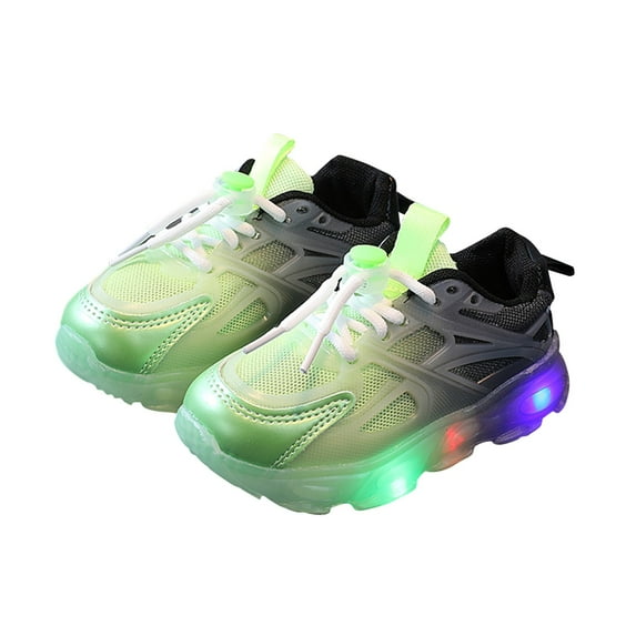 Hessimy Toddler Girls Led Light Up Shoes Walking Children Kids Baby Casual Shoes Sneakers Luminous Kids Sport Shoes(Z06-Green,2.5-3 Years)