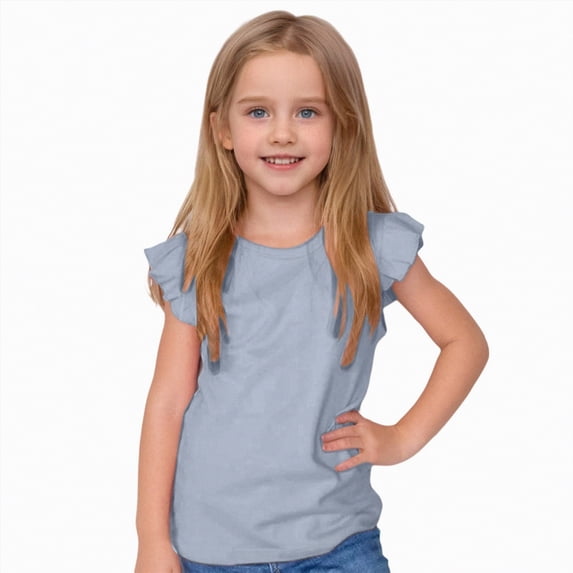Hessimy Toddler Girls Short Sleeve Graphic T-shirt,Baby-Girls,Bee Flower/Cat Flower,Graphic Tee(Light Blue,7-8 Years)