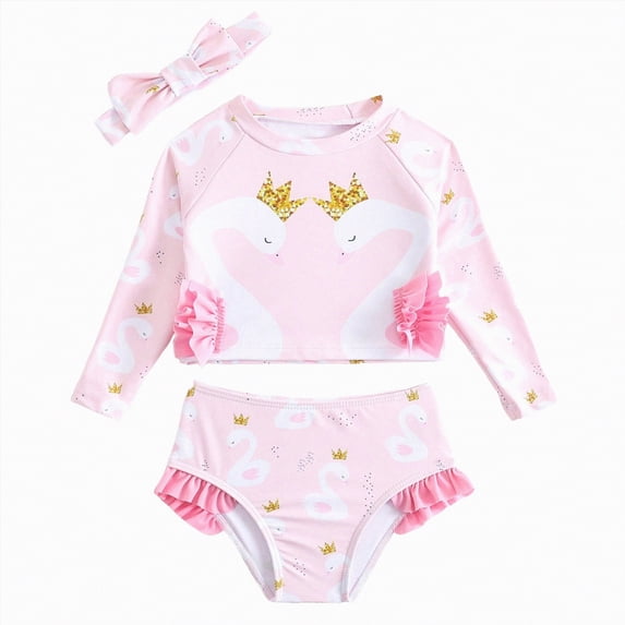 Hessimy Toddler Girls Two Pieces Swimsuit,Reusable Toddler Swimsuit,Infant Bathing Sleeveless Tankini Swimwear,Reusable(Pink,12-18 Months)