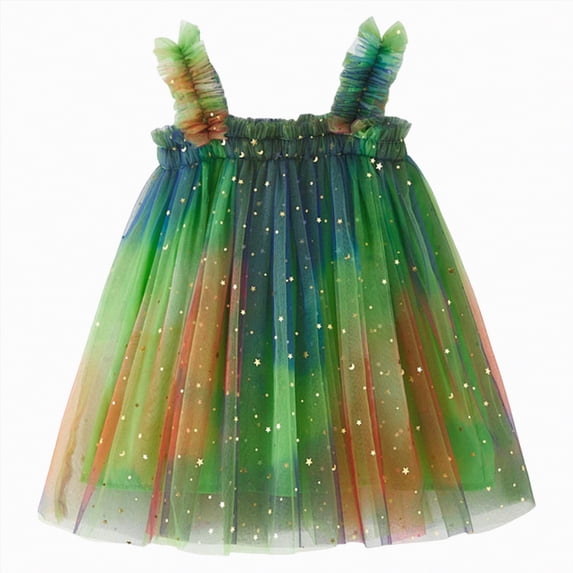 Hessimy Toddler Girls Winter Long Sleeve Party Tulle Dress,holiday wear(Green,6-12 Months)