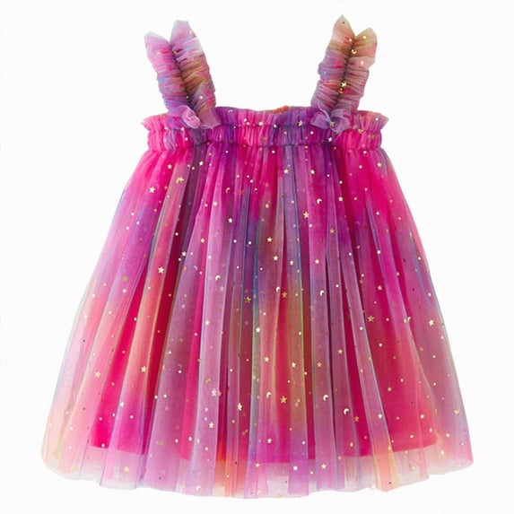 Hessimy Toddler Girls Winter Long Sleeve Party Tulle Dress,holiday wear(Hot Pink,4-5 Years)