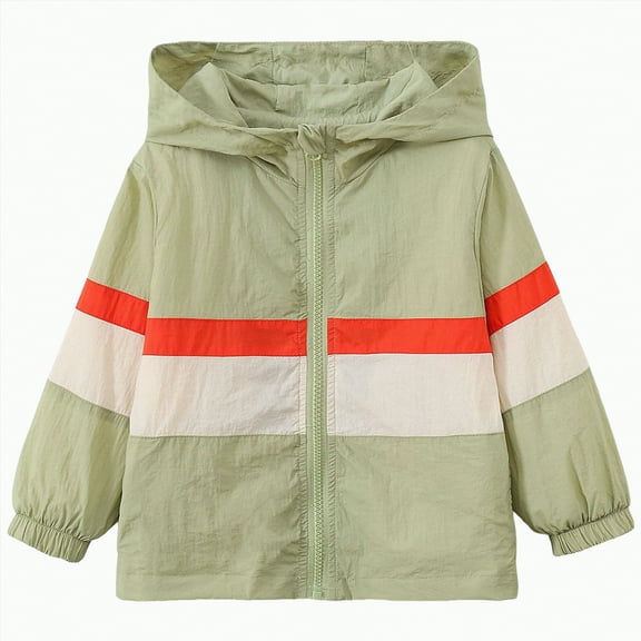Hessimy Toddler Jacket Hooded Trench Lightweight Windbreaker Fleece Jacket Women Hooded Fall Jackets White Denim Jacket Girl Outerwear Jackets Polo Jacket Zip Up Jacket (Light Green,4-5 Years)