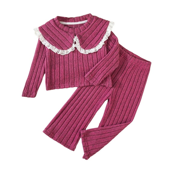 Hessimy Toddler Kids Girls Boys Soft Comfy Viscose Long Sleeve Plain Shirts and Pants Sets soft pajama set for Toddler Girl Boy(Hot Pink,6-7 Years)