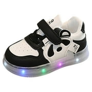 Hessimy Toddler Light-up Sneaker(Black,6.5)