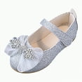 thumbnail image 1 of Hessimy Toddler/Little Girl Mary Jane Flats Princess Dress Shoes Low Heels Glitter Flower Party Wedding Footwear sandals school toddler girl performance shoes (Silver,12.5), 1 of 7