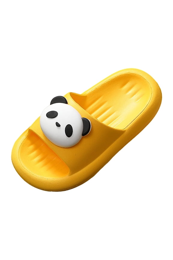 Toddler Little Kids Slides Sandals Beach Pool Shower Slides Anti-Skid Home Bath Slippers Cute Summer Outdoor Shoes for Girls and Boys house slippers for toddler kids(Yellow,13)