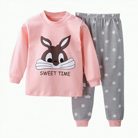 Hessimy Toddler Pajamas Toddler Girl Winter Clothes Baby Lantern Sleeve Top And Flared Pant 2-Piece Waffle Clothing Set Long Sleeve Clothes Outfits Toddler Girl Outfits (Pink,4-5 Years)