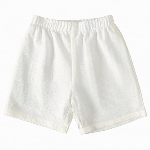 Hessimy Toddler Shorts for Baby Boy Cotton Summer Lightweight Shorts Little Boys Short Pants(White,6-7 Years)