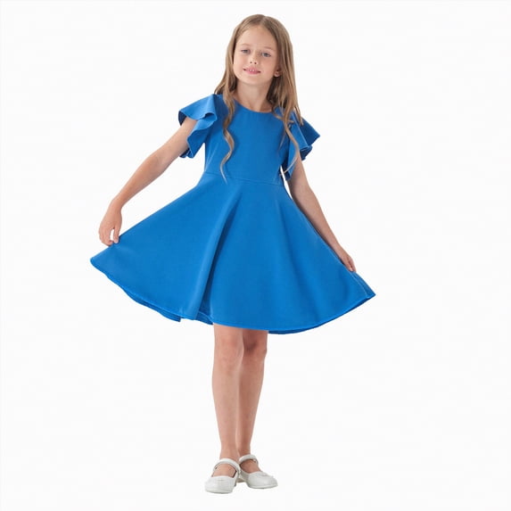 Hessimy Toddler Tulle Dress Birthday Princess Party Summer Casual Outfit,girl dress(Blue,4-5 Years)