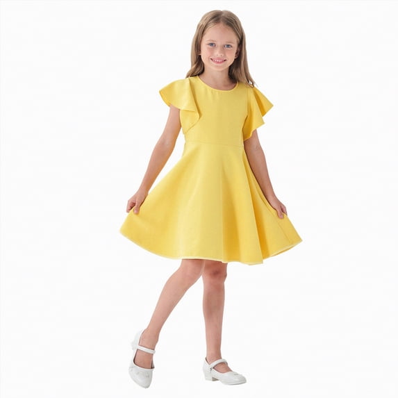 Hessimy Toddler Tulle Dress Birthday Princess Party Summer Casual Outfit,girl dress(Yellow,2-3 Years)