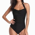 thumbnail image 1 of Hessimy Tummy Control Swimwear Halter One Piece Vintage Retro Swimsuit Womens Ruched Push Up Bathing Suit(Black,XL), 1 of 6