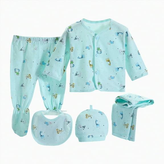 Hessimy Unisex Baby Clothes 5 Piece Layette Sets Cotton 0-3 Months Clothes Outfits for Baby Boys Girls Gift Set (Blue,0-3 Months)