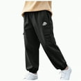 thumbnail image 1 of Hessimy Unisex Boys Jeans Wide Leg Elastic Waist Solid Color Streetwear For Autumn Daily Wear Casual Outings Outdoor Activities Leisure (Black,10-11 Years), 1 of 7