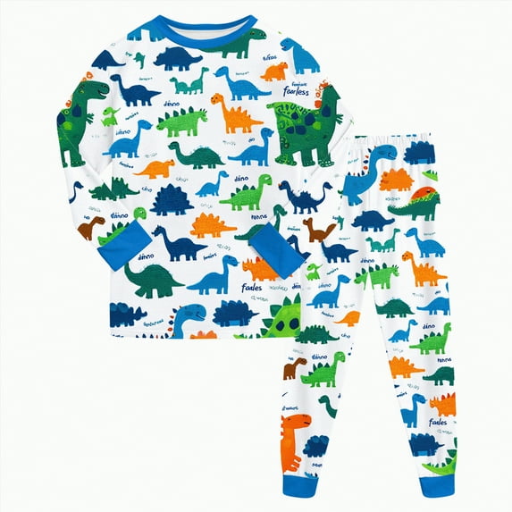 Hessimy Unisex Infant Toddler Spring Summer 2Pcs Long Sleeve Soft Comfortable Sleepwear Pajamas Set, Unisex Infant Sleep(Blue,4-5 Years)
