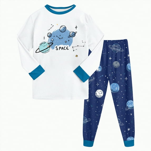 Hessimy Unisex Infant Toddler Spring Summer 2Pcs Long Sleeve Soft Comfortable Sleepwear Pajamas Set, Unisex Infant Sleep(Sky Blue,8-9 Years)