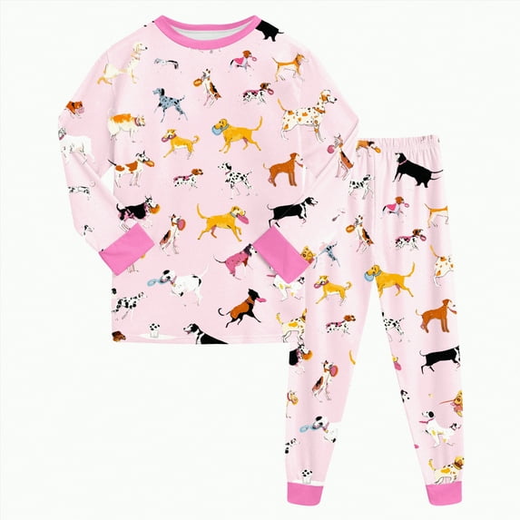 Hessimy Unisex Infant Toddler Spring Summer Soft Fabric 2Pcs Soft Long Sleeve Comfortable Sleepwear Pajamas(Light Pink,8-9 Years)
