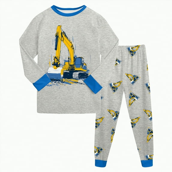 Hessimy Unisex Infant Toddler Spring Summer Soft Fabric Celebration 2Pcs Long Sleeve Soft Sleepwear Pjs(Grey,7-8 Years)