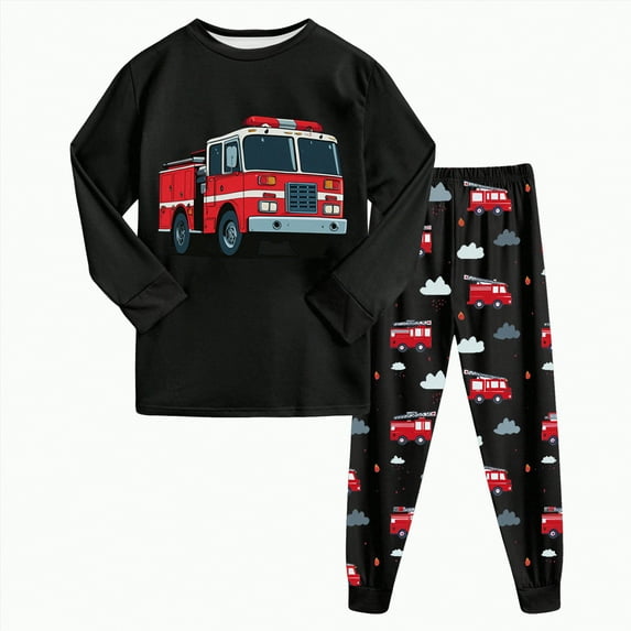 Hessimy Unisex Infant Toddler Spring Summer Soft Fabric Celebration 2Pcs Long Sleeve Soft Sleepwear Pjs(Watermelon Red,7-8 Years)